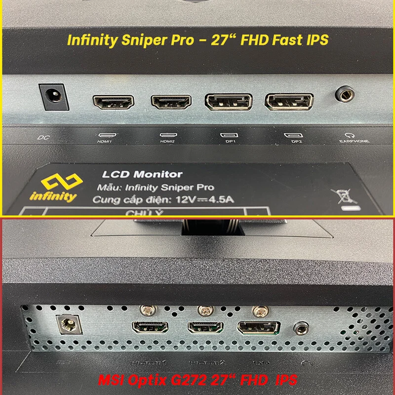 So sánh màn hình Infinity Sniper Pro – 27" FHD Fast IPS vs MSI Optix G272 27" FHD IPS